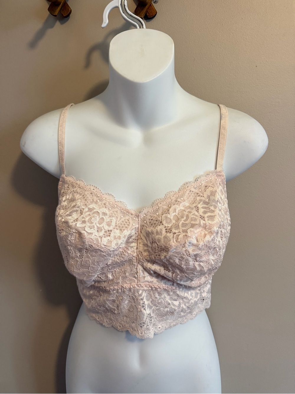 Déesse Lingerie Pink Floral Lace Longline Bralette Crop Top Plus Size 1X